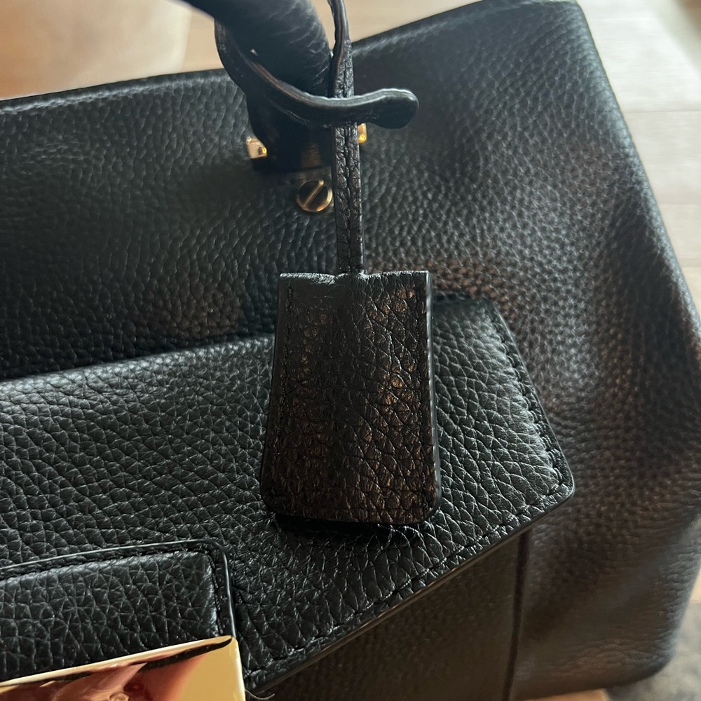 Michael Kors Haley Black Pebbled Leather Satchel with Gold Hardware - Picture 6 of 16